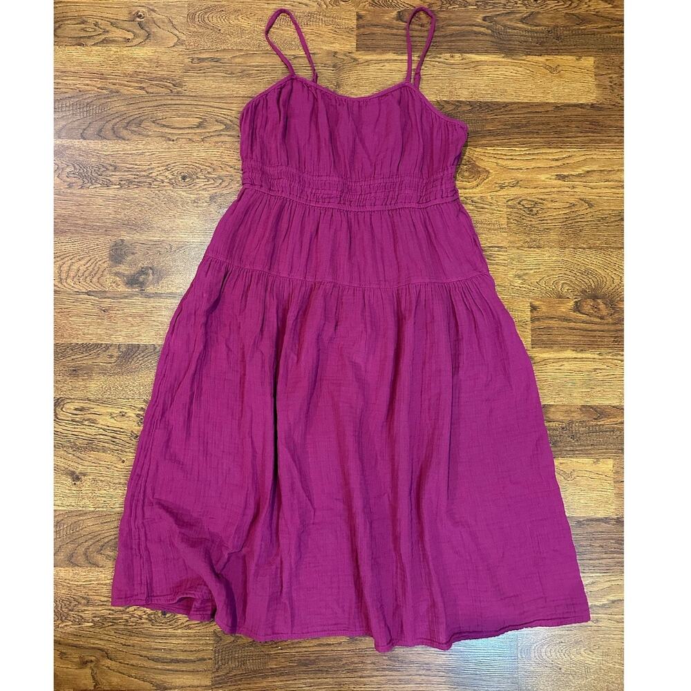 Old Navy Women's A-Line Cotton Midi Sun Dress Magenta Size Large Classic Style